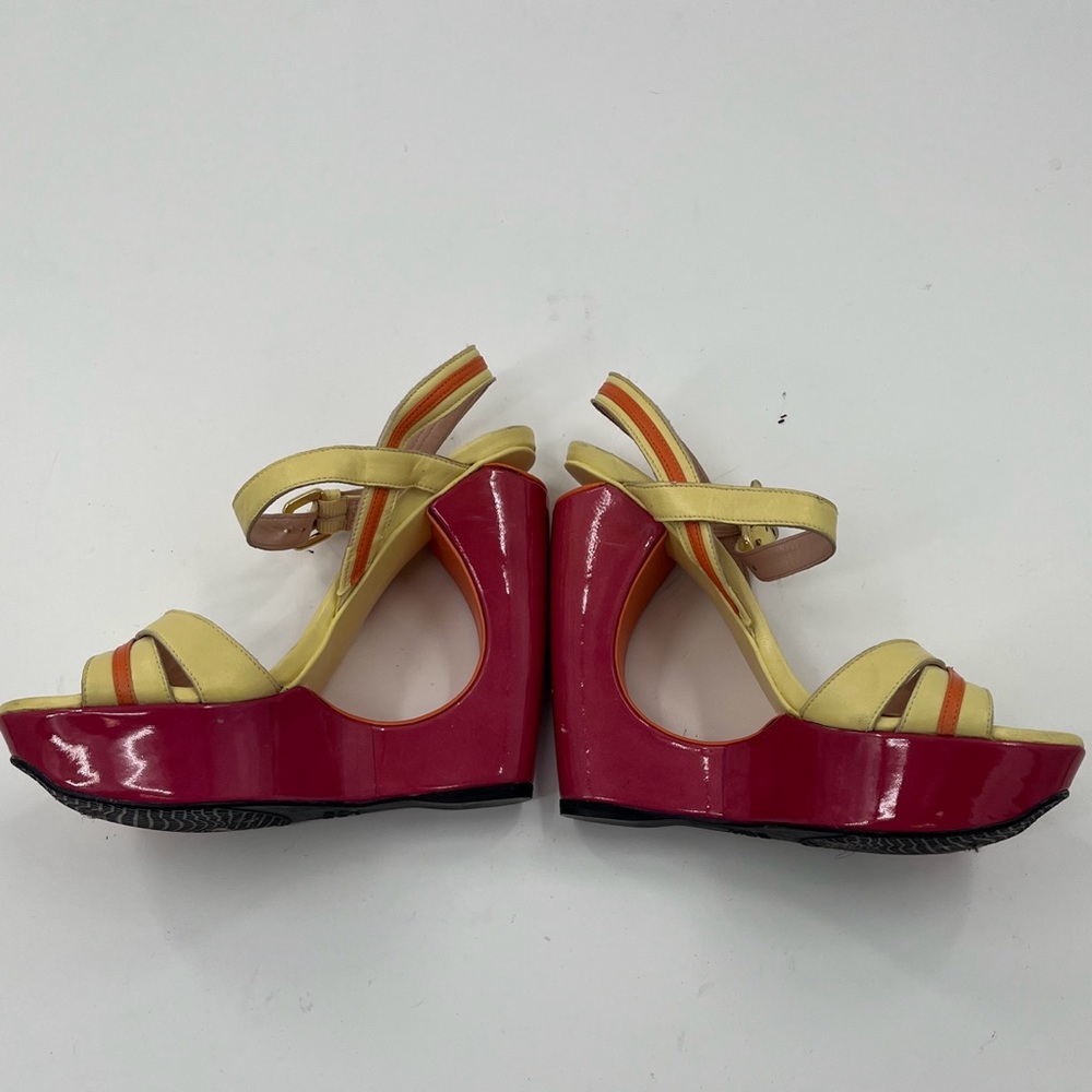 Stuart Weitzman Color block Cutout Block heeled Wedges - Size 7.5 - Picture 3 of 15